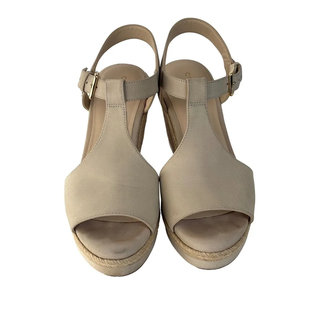 Cole Haan Beige Espadrille Wedge Sandals